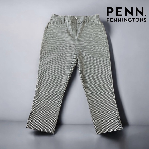 NWOT, Penningtons, Plus Size Ankle Pants, 14W, Black & White (Houndstooth) - Picture 1 of 9